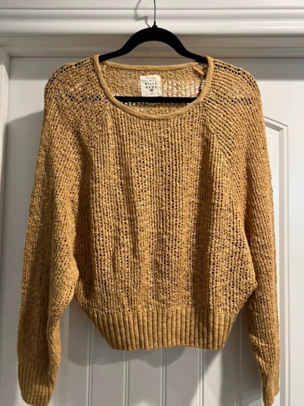 Burnt Orange Open Knit Lightweight Sweater Beachy Women’s M | Billabong